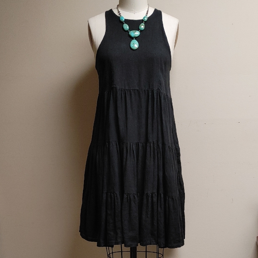 CIVICO 51 Black Linen Tiered Dress Size XS - Picture 2 of 13